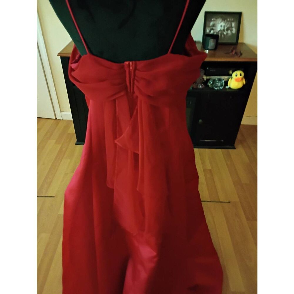 Vintage Size 19/20 Night Scene California Red Spaghetti Strap Formal Maxi Dress - Picture 7 of 8